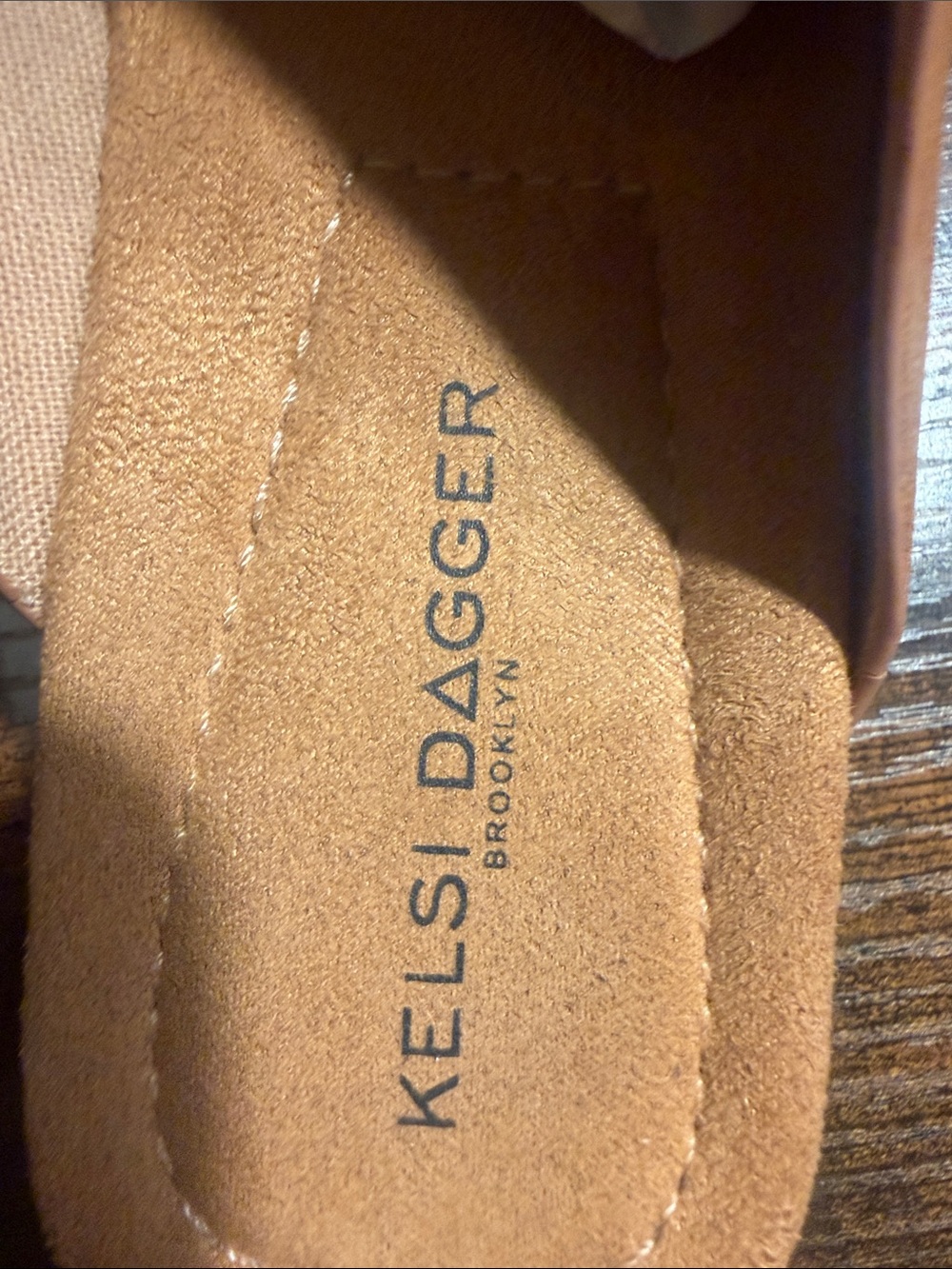 Kelsi Dagger Brooklyn Dover Platform Light Saddle Brown Leather Buckle Wedge - Picture 2 of 7